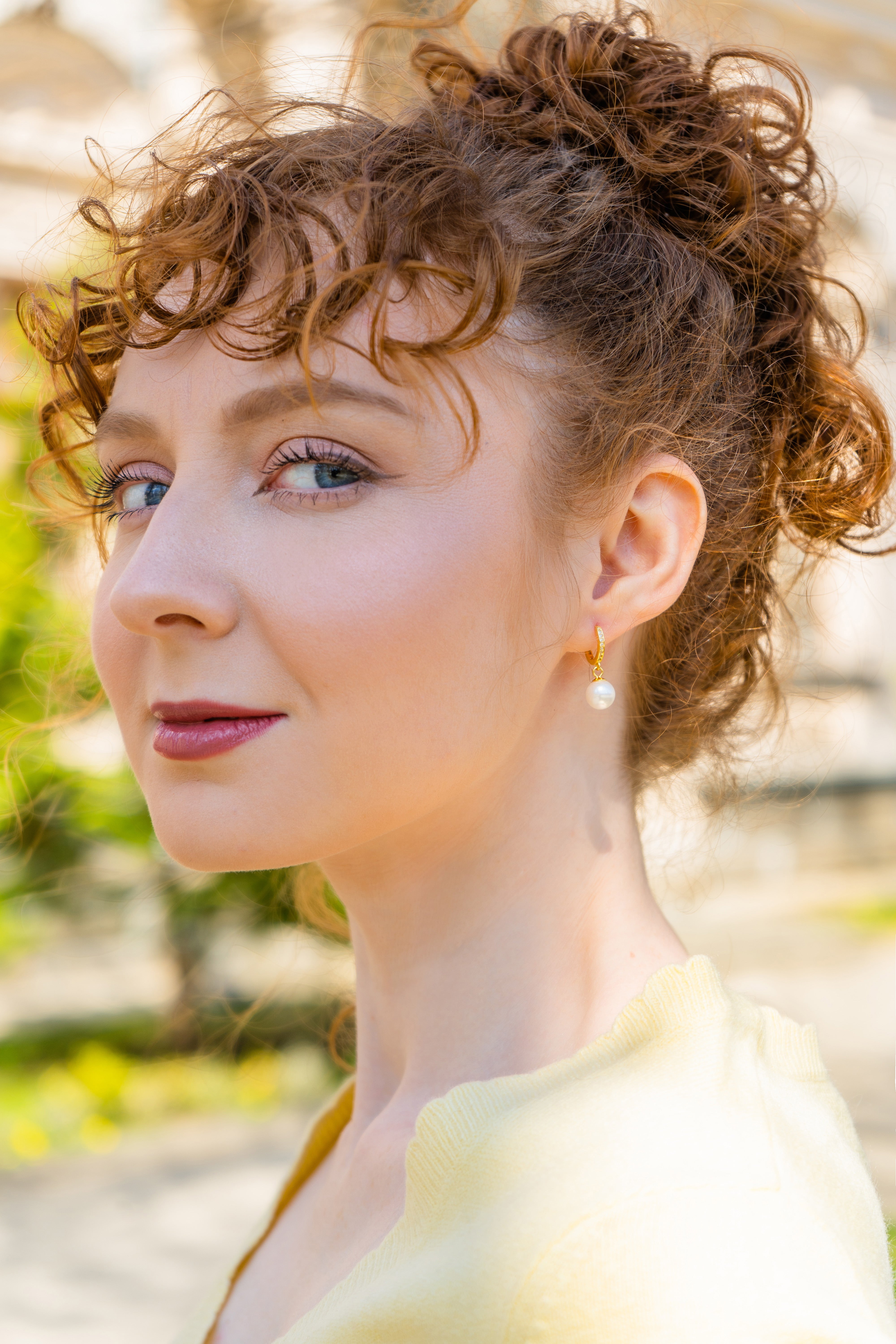 Dainty Studded Hoop Pearl Earrings