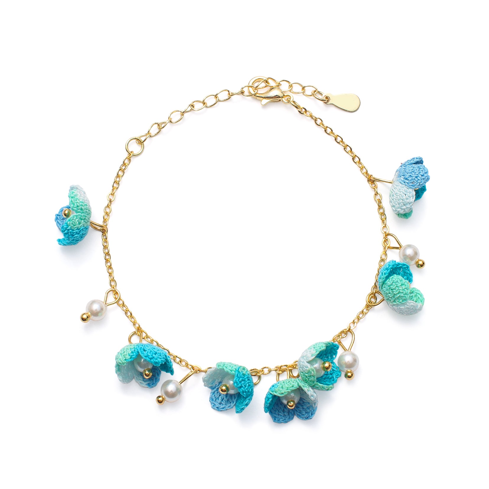 Flower N Pearls - Crocheted Flower Girl Bracelet