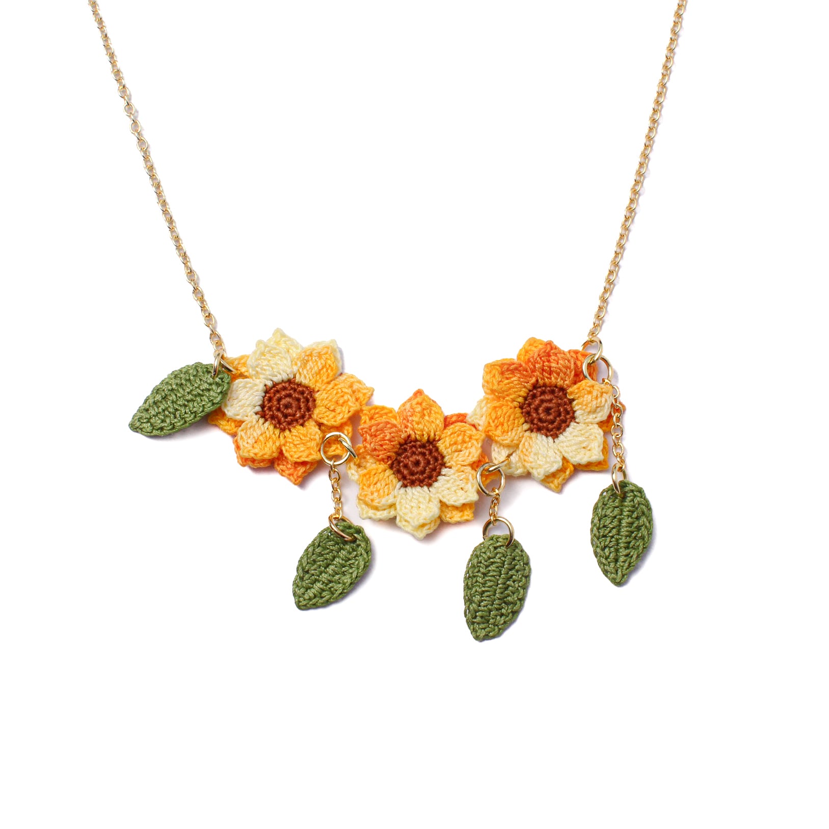 Sunflowers - Crocheted Flower Girl Necklace