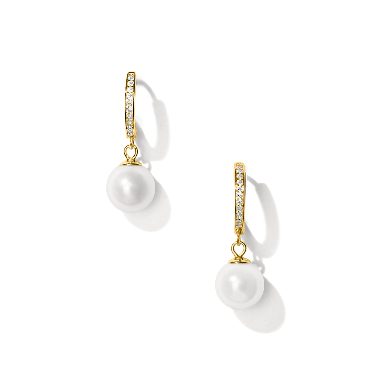 Dainty Studded Hoop Pearl Earrings