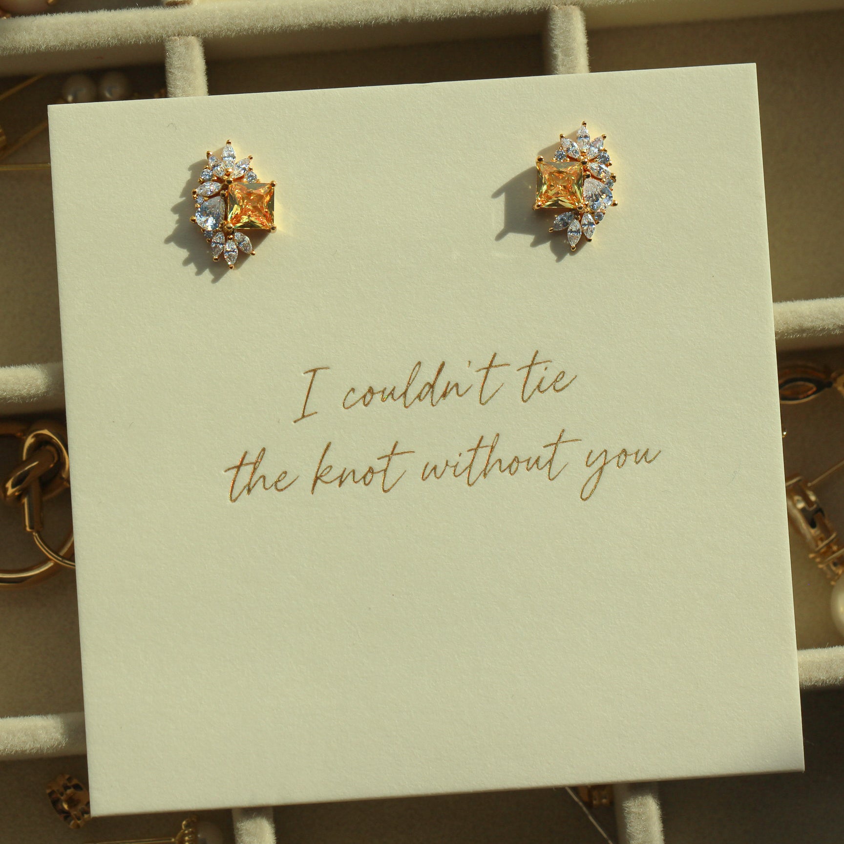 Champagne Crystal Stud Earrings