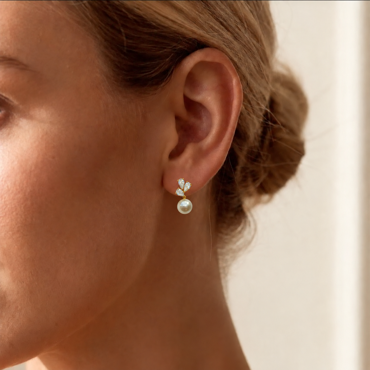 Pearl Petal Stud Earrings