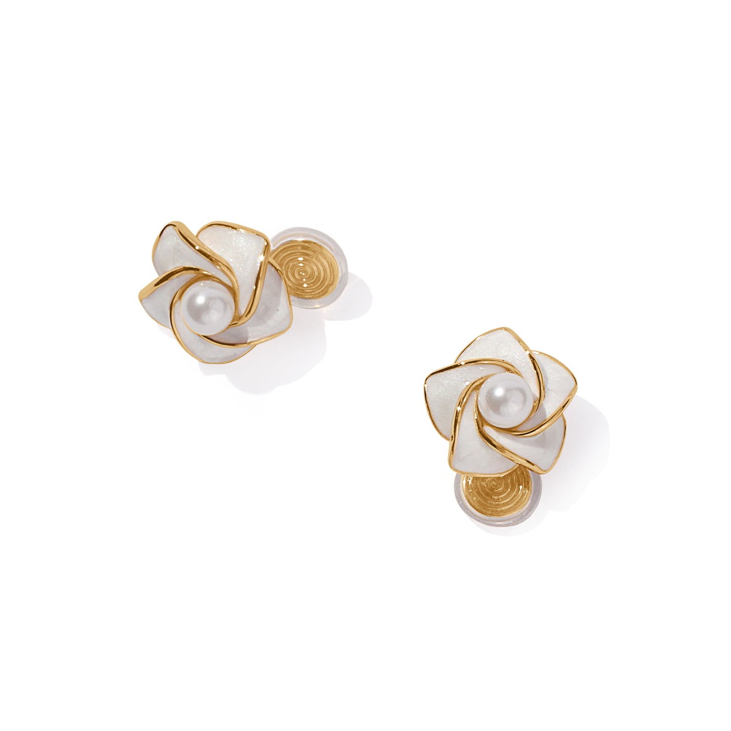 Clip-On Floral Pearl Earrings