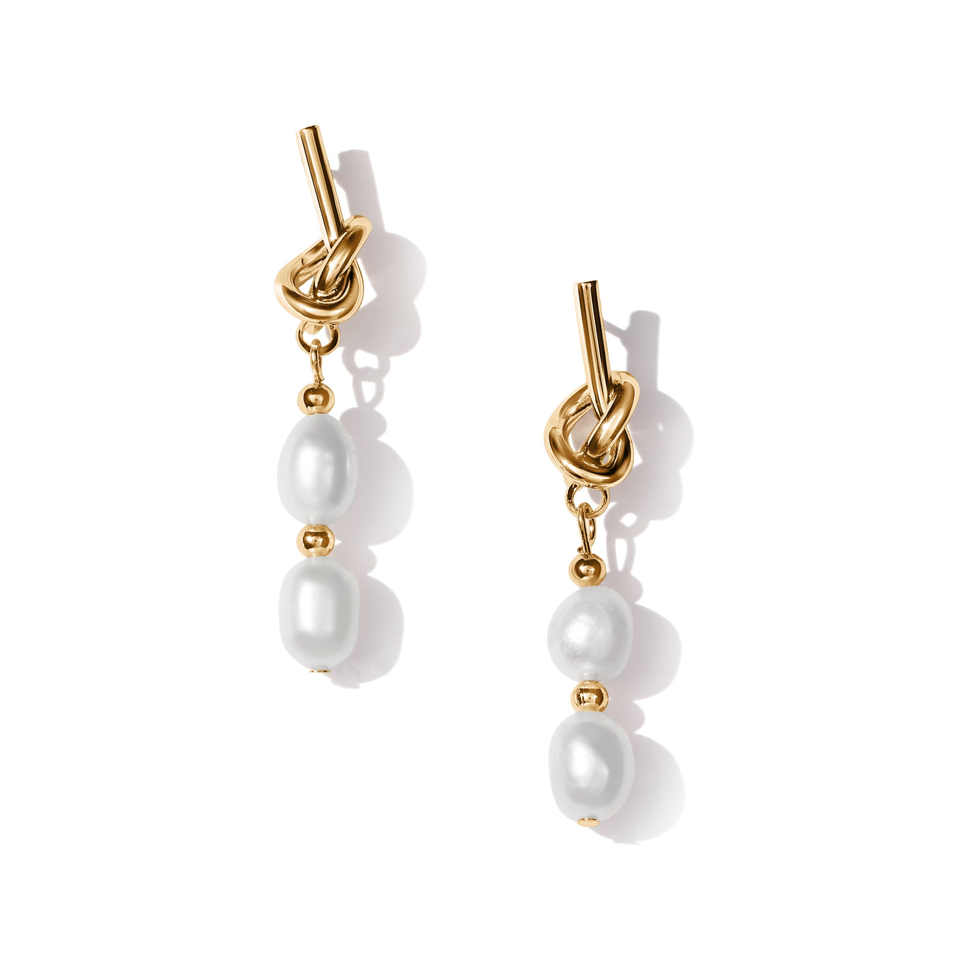 Knotted Stacked Pearl Earrings