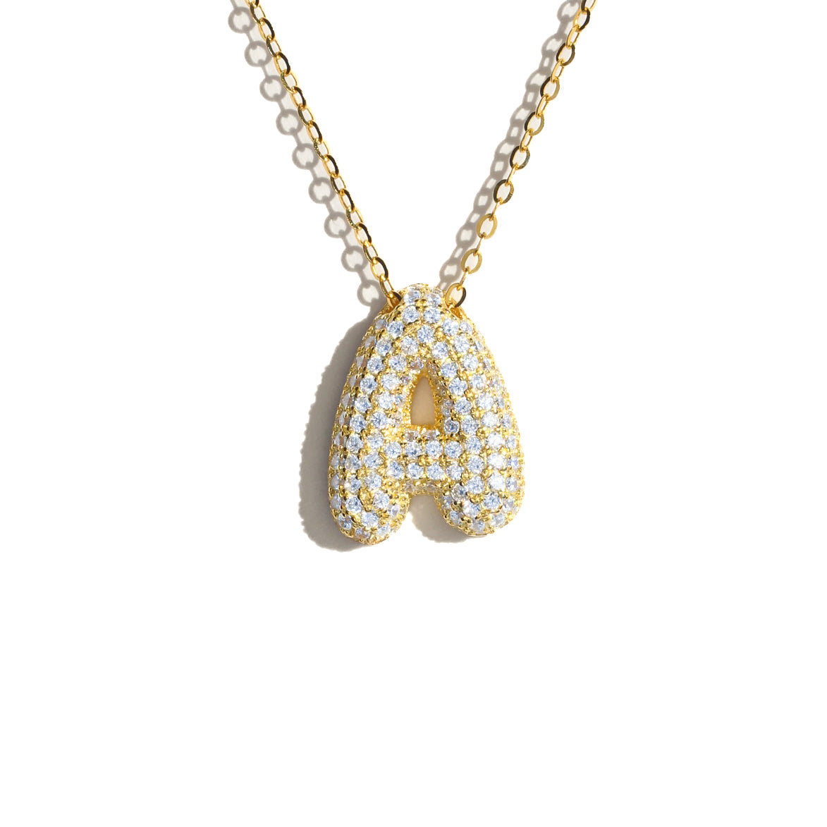 Studded Bubble Letter - Sterling Necklace