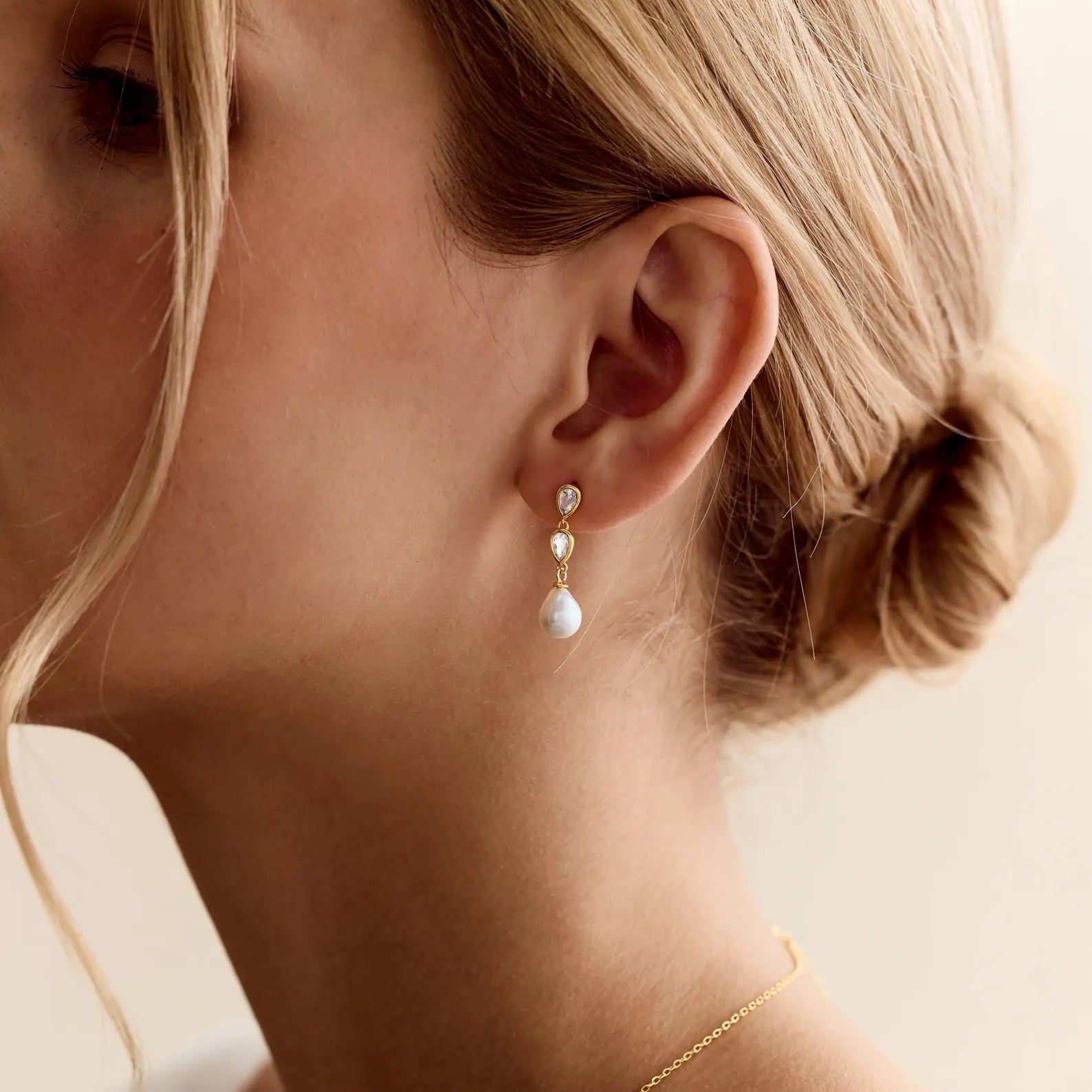 Double Teardrop Pearl Earrings