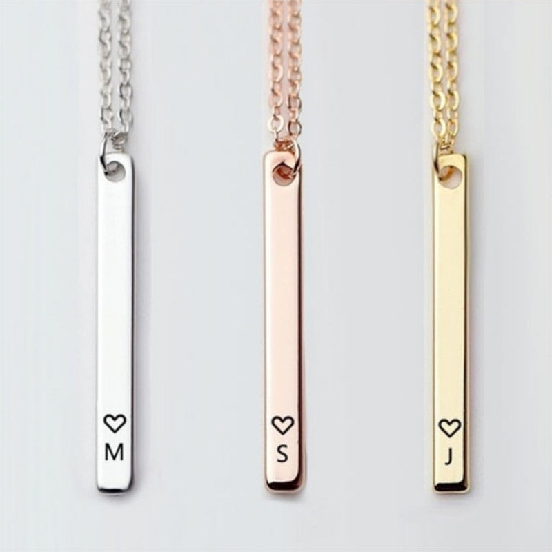 Vertical Bar Initial Necklace